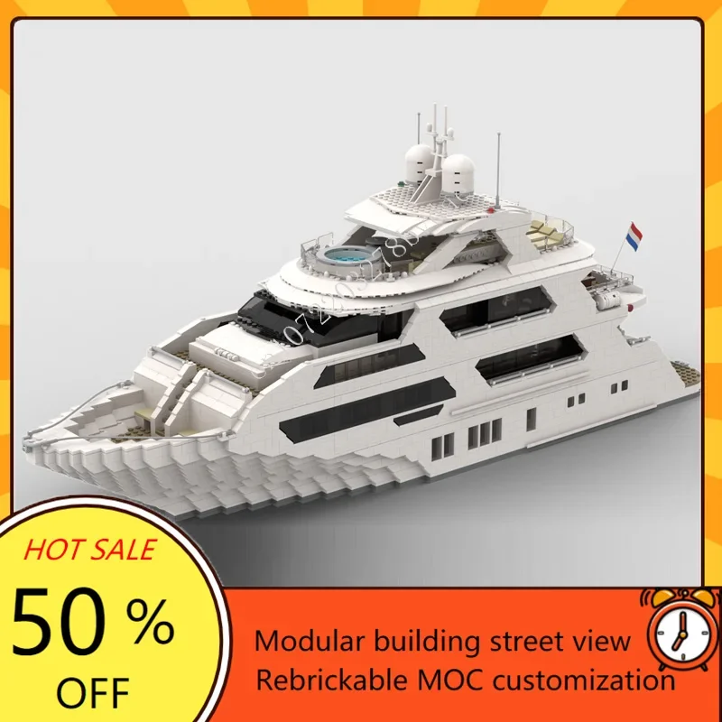 Model Kit Yacht - 4657 Elementów Personalizowany MOC Super Jacht